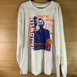 Halloween Men’s 2X Graphic Long Sleeve Tee - White movie NWOT